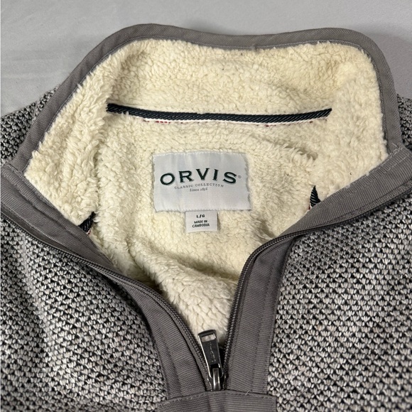Orvis Sherpa Lined 1/4 Zip Pullover Mens Large Gray - Picture 13 of 13